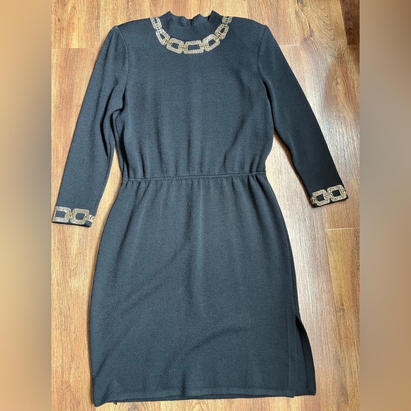 St. JOHN Evening dress with beading sz 10 Beautiful 🖤 perfect condition! - Picture 15 of 16